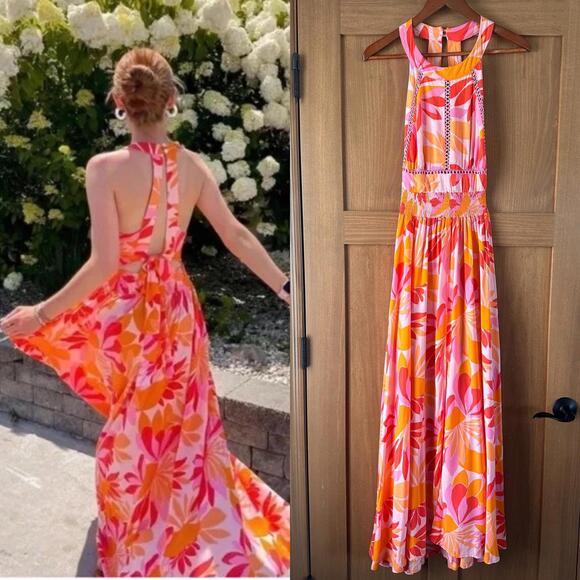 Anthropologie Dresses & Skirts - Anthropologie Abel The Label Rumi Open Back Maxi Dress Tropical Floral Sz Large